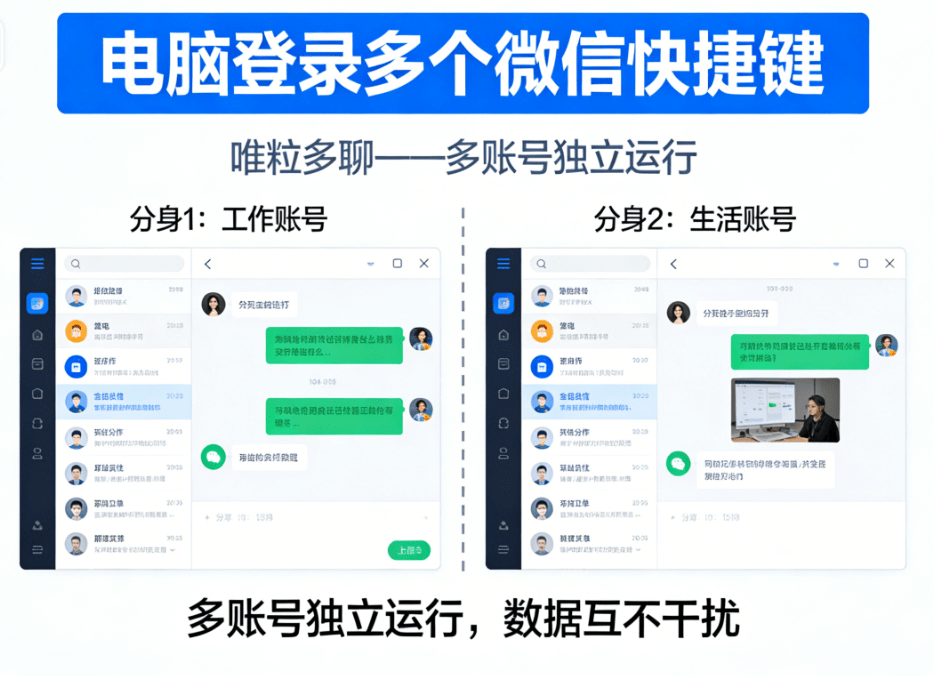 quick key to log into 2 wechat accounts on one computer